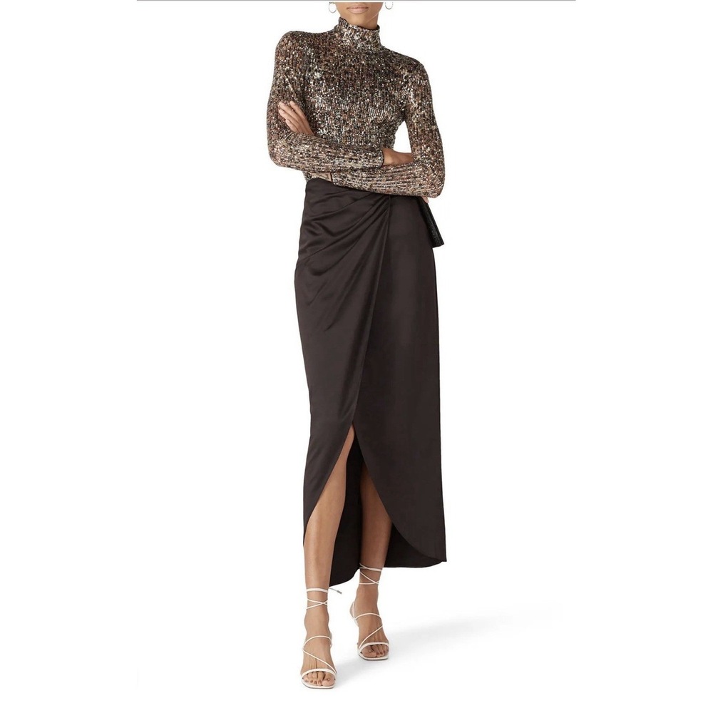 Simkhai Greta Sequin Turtleneck Top Brown Size Medium